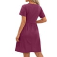 thumbnail image 5 of MOSHU Summer Dresses for Women Crewneck Short Sleeve Midi Dress Casual Button A-Line Sundress with Pockets, 5 of 10