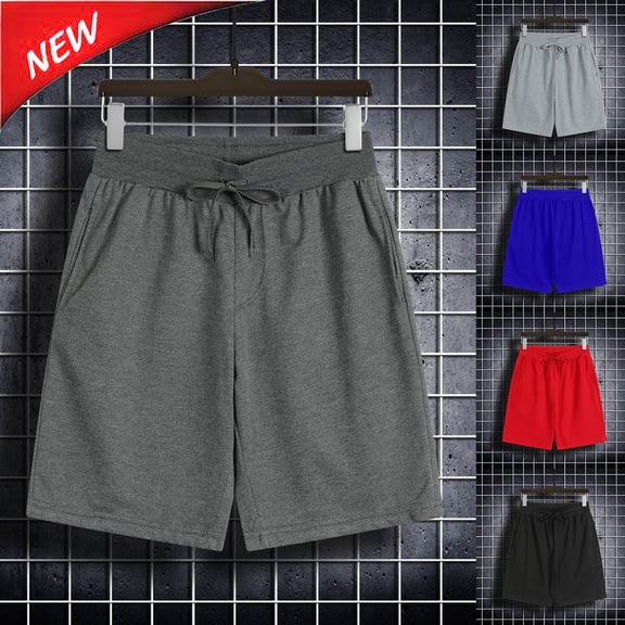 Tqyyweavej Men's Oversized Shorts Drawstring Solid Color Wide Leg Shorts Ribbed Waist Lounge Shorts with Pockets Size S to 4XL