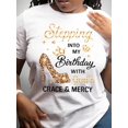 thumbnail image 1 of T-Shirt Décontracté à Col Rond - Haut à Manches Courtes Printemps/été avec Talons Hauts et Graphique d'Anniversaire, Coupe Régulière - 100 % Coton Fête des Pères, Fête des Mères, Nouvel An, Fête du Printemps, Saint-Valentin, Indepen, 1 of 7