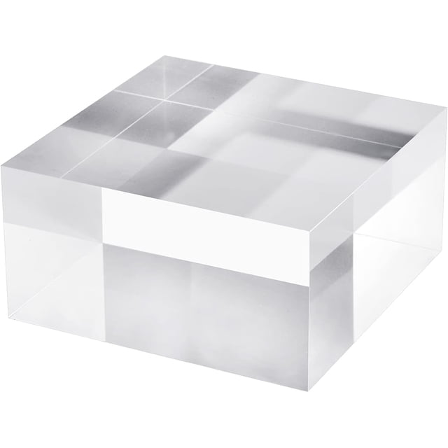CiaoHER 2in Thickness Solid Acrylic Cube Display Block Clear Polished Pedestal Stand Riser Solid Base 2" x 4" x 4", 1 Pack
