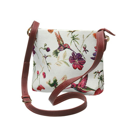 Side Saddle Women's Crossbody Bag - Hummingbird Garden Tapestry Print