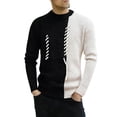 thumbnail image 2 of Men's Mock Turtleneck Sweater Color Block Ribbed Knit Thermal Pullover for Fall and Winter Casual Wear, Ideal for Christmas Parties,Black,2XL, 2 of 6