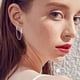thumbnail image 4 of Pendientes de la cadena para las mujeres de doble Piercing Dangle Cadena Huggie Hoop Pendientes Cubic Zirconia Pearl Stud Pendientes para las mujeres de doble Conjoined Pendientes, 4 of 4