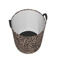 thumbnail image 4 of Circular Hamper Single Layer Laundry Basket Storage Basket Waterproof Single Layer Fabric With Handle Pe Support Strip Leopard-5 Small, 4 of 8