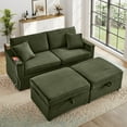 thumbnail image 3 of Muumblus Loveseat Sectional Sofa with 2 Storage Ottomans, Modular Cloud Couch with 2 Side Tables & USB, Plush Double Chaise Lounge Sofa Bed Indoor, Green Corduroy, 3 of 12