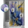 thumbnail image 3 of Purple Dragonfly Shower Curtains for Bathroom Waterproof Fabric Bath Curtains Decor Bath Tub Curtain Watercolor Spring Summer Floral Decorative Shower Curtain Sets with 12 Hooks, 72x72 Inch, 3 of 6