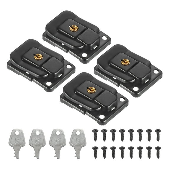 Uxcell 1.6"x1.10" Iron Suitcase Lock Hasp Toggle Catch Latch with Key/Screw, Black 4Pcs