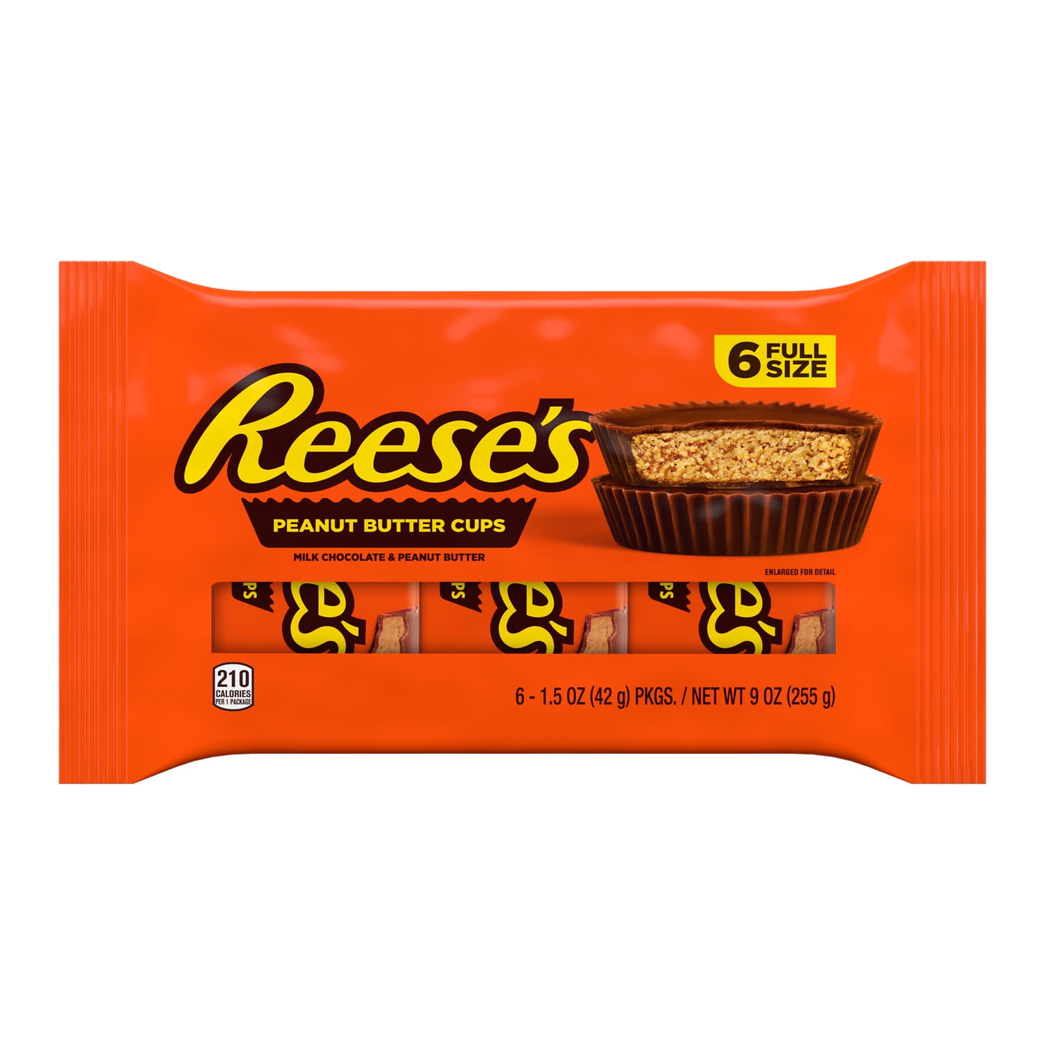 Reese's Milk Chocolate Peanut Butter Cups Candy Packs, 1.5 oz (6 Count)