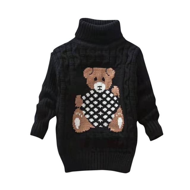 RXIRUCGD Mode Chandail à Col Roulé Épais à Manches Longues pour Enfants (Noir, Taille : 4 Ans)