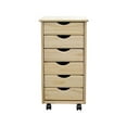 thumbnail image 1 of Pemberly Row Modern Solid Wood 6-Drawers Roll Utility Cart in Unfinished, 1 of 8