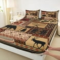 thumbnail image 3 of jejeloiu Wild Deer Bear Queen Sheet Sets,Rustic Western Aztec Flat Sheet,Boho Tribal Style Queen Fitted Sheet For Boys Kids,Microfiber Bedroom Decor,4-Piece, 3 of 7