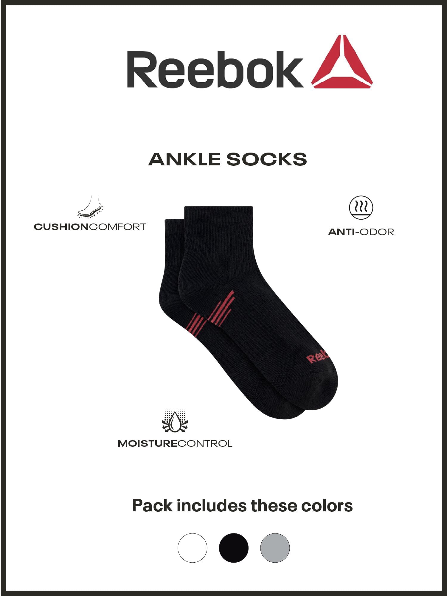 Reebok Women’s Cushion Ankle Socks, 10 Pack, Size 4-10