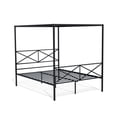 thumbnail image 4 of HomeStock Rococo Romance Canopy Platform Bed Frame With Modern Style Headboard And Footboard Metal Frame In Powder Coating Black, Queen, 4 of 6