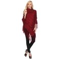 thumbnail image 4 of YELETE Women's Poncho, Sequence Crochet Knit, Wine Red, One Size, 4 of 4