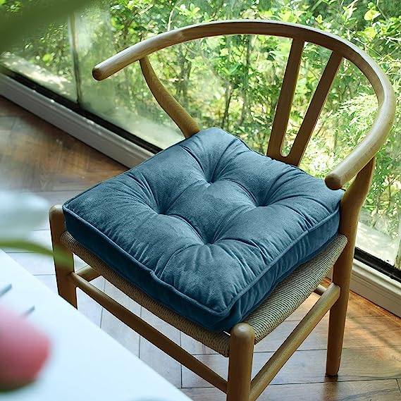 Nvzi Soft Velvet Chair Pads with Ties Comfy Solid Seat Cushion for
