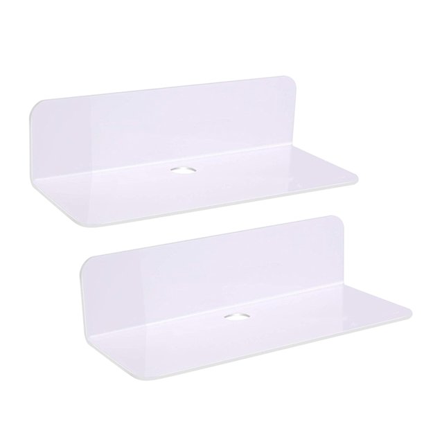 2 uds. De estantes montados en la pared para colgar en la pared, decoración de reloj, altavoz, organizador, estante adhesivo acrílico para sala Almacenamiento y organización del hogar blanco Monstrate HA6649-02B