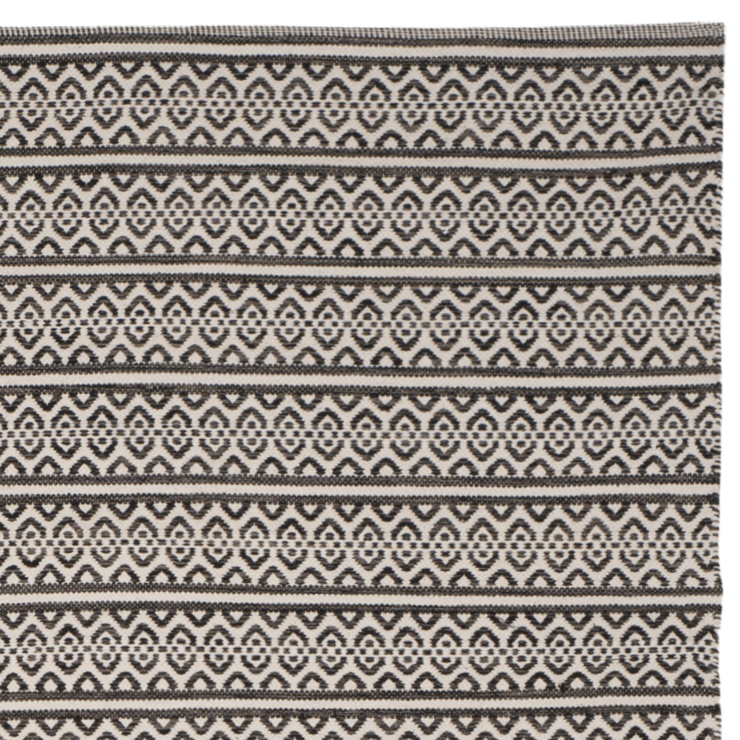 SAFAVIEH Montauk Randall Geometric Striped Cotton Area Rug, Ivory/Black, 10' x 14'