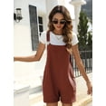 thumbnail image 6 of Czanzd Women's Cotton Linen Short Overalls Adjustable Straps Loose Fit Summer Romper with Pockets(Red,XL), 6 of 8