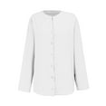 thumbnail image 6 of Seductiva Women Long Sleeve Tops Shirts Women Daily Casual Linen Shirts Long Sleeve Shirts Tops Casual Blouses Loose FiCollared Blouses Loose Fit Comfy Casual Vacation, 6 of 6