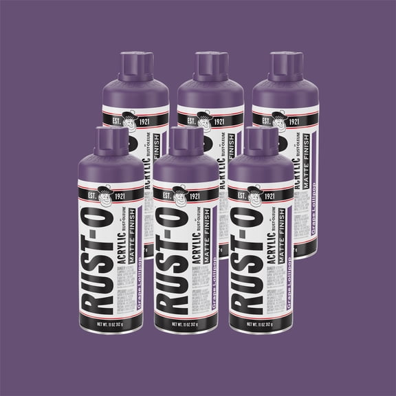 6 Pack, Grape Lollipop, Rust-Oleum Rust-O Acrylic Matte Spray Paint-392220, 11 oz