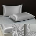 thumbnail image 6 of SPOORYYO Soft Solid Matte Satin Polyester Bed Sheet with Pillowcases - Full Size, 6 of 6