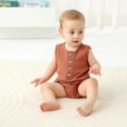 thumbnail image 4 of Baby Boy Romper Sleeveless Cotton Linen Bodysuit Tank Top One Piece Neutral Newborn Baby Summer Clothes/Outfits, 12-18 Months(Purple + Blue), 4 of 10