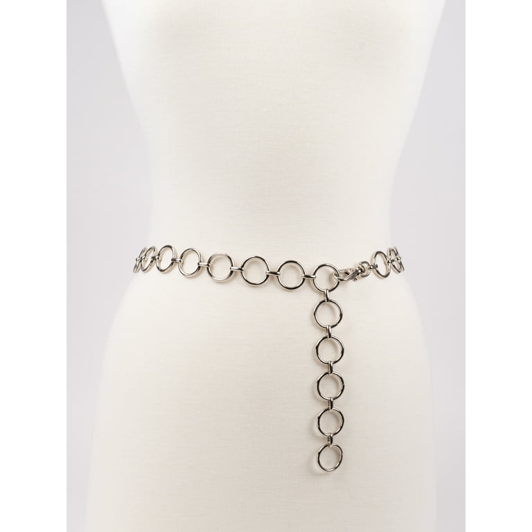 No Boundaries Women s Circle Ring Chain Belt Silver