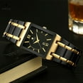 thumbnail image 4 of Square Watches for Men Stainless Steel Mens Square Watch with Date Original Waterproof Analog Quartz Fashion Business Casual Wristwatch, 4 of 14