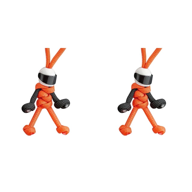 (2-Pack) Rinsvye Motorcyclist Minifigure Hanging Chain Round Acrylic Blanks Umbrella Rope Weaving Keychain Wrist Lanyard Creative Personality Motorcycle Helmet Ring Blank Key Accessories