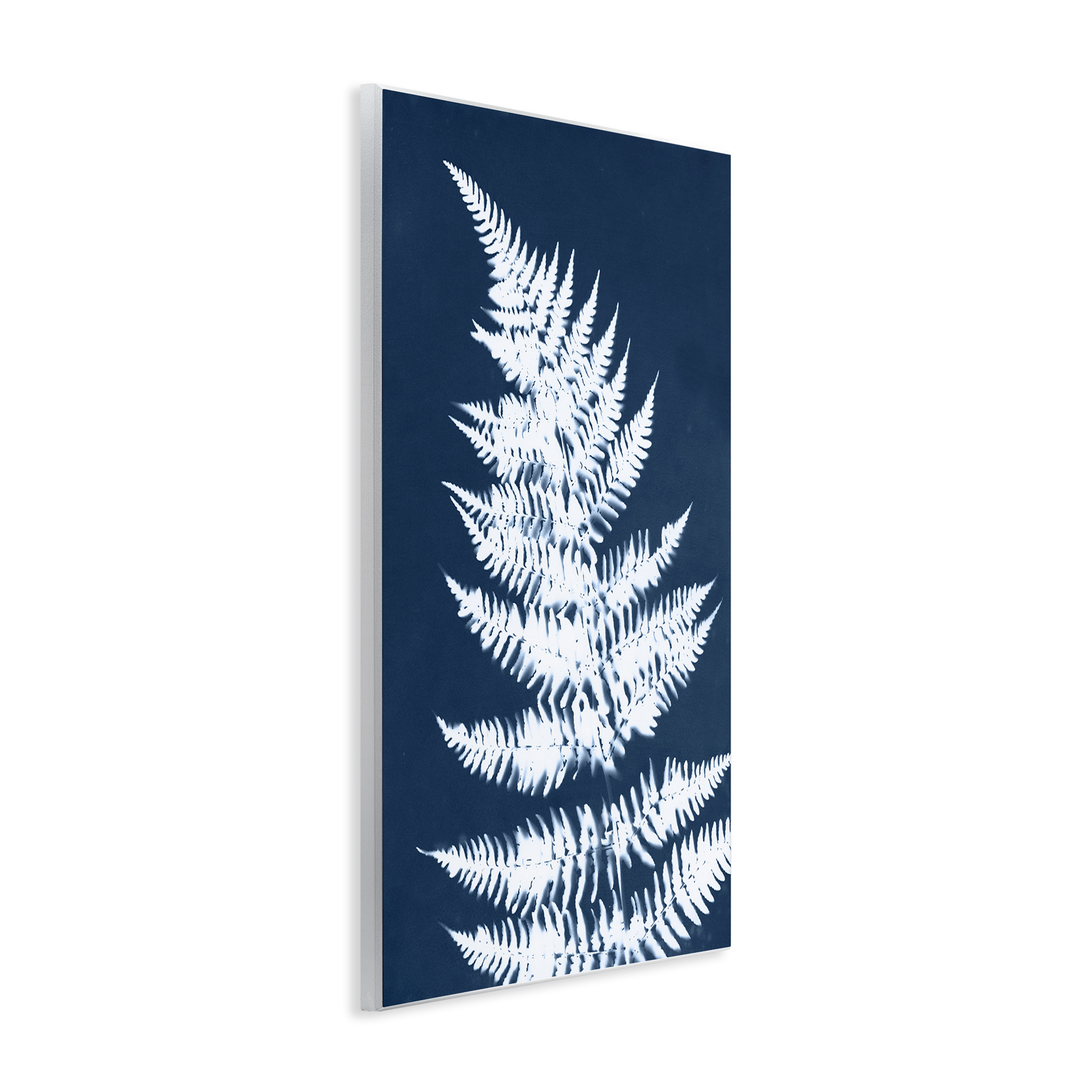 Stupell Industries Blue & White Fern Botanical & Floral Painting Unframed Art Print Wall Art, 13 x 19