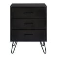 thumbnail image 2 of Side Table with 3 Drawers and Metal Hairpin Legs, Black, 2 of 5