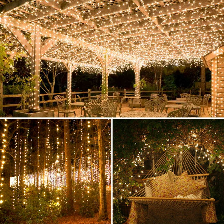 Solar String Lights Outdoor, 33Ft 100 LED Solar Powered Fairy Lights  Waterproof Decorative Lighting for Patio Garden Yard Party Wedding (Warm  White)