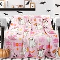 thumbnail image 1 of Pink Ghost Boo Blanket - Fun and Cute Flannel Soft Warm Blanket for Sofas and Chairs - 50x60 Inch, 1 of 7