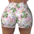thumbnail image 2 of Salouo Lilies Flowers Print Women's Athletic Shorts,Booty Shorts Biker Shorts High Waisted Elastic Workout Shorts for Yoga Gym Running Sports-Large, 2 of 8
