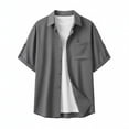 thumbnail image 6 of LODIENY Adjustable Short Sleeve Button Down Shirts for Men with Pocket Collared Basic Casual Summer Beach Shirt Dark Gray XXL, 6 of 7