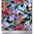 thumbnail image 1 of Soimoi Crepe Silk Fabric Leaves & Rose Flower Print Fabric by the Yard 42 Inch Wide, 1 of 1