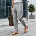 thumbnail image 6 of LIaqionyy Men's Pants Lightweight Drawstring Elastic Waist Straight Leg Casual Fashion Trousers with Pockets, 6 of 8