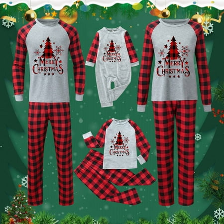 

Clearance! Matching Christmas Pajamas for Family Baby Fashion Classic Family Christmas Pajama Set Christmas Tree MERRY Christmas Print Parent Child Outfit Christmas Family Pajamas Matching Sets