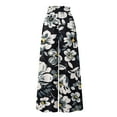 thumbnail image 4 of YDKZYMD Wide Leg Yoga Pants for Women Floral Elastic Boho Palazzo Pants Ruffle Drawstring Beach Summer Petite Comfy Trousers Casual with Pocket Loose Plus Size Pants Navy L, 4 of 4