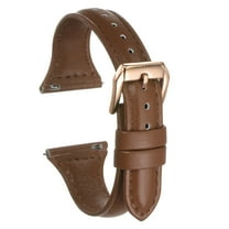 Genuine Leather Watch Band 20mm Quick Release Elegant Top Grain Replacement Strap Brown/Rose Golden Tone