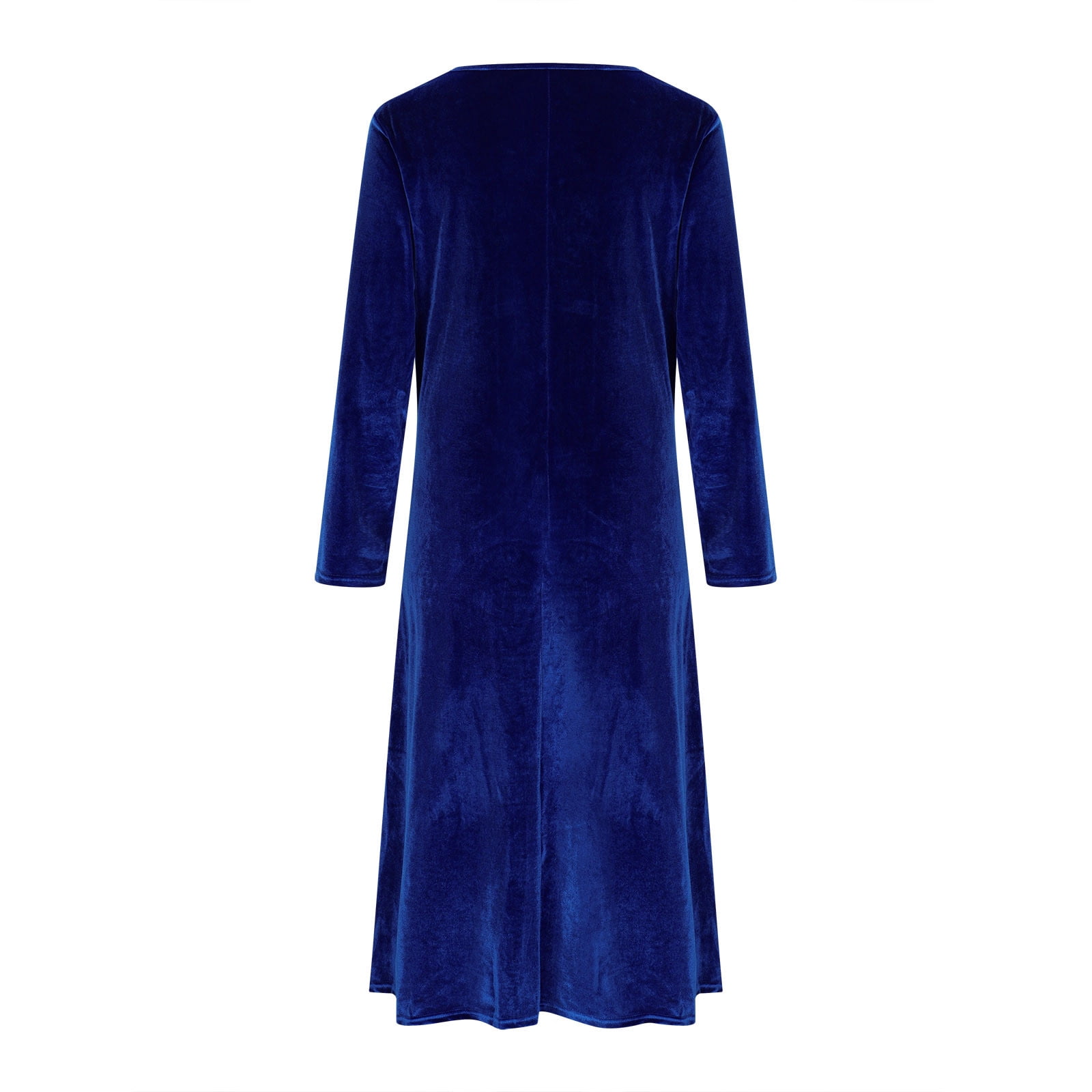 Arnsht Velvet Dress for Women Casual Crewneck Shirt Dresses Elegant Fall and Winter Solid Color Long Sleeve Maxi Dress Blue S