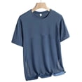 thumbnail image 2 of Sports Shirts for Men Thin Lightweight Summer Slim Stretch Ice Silk Breathable Short Sleeve Tees Loose Crew Neck Casual Running Workout Solid Color Tops, 2 of 6