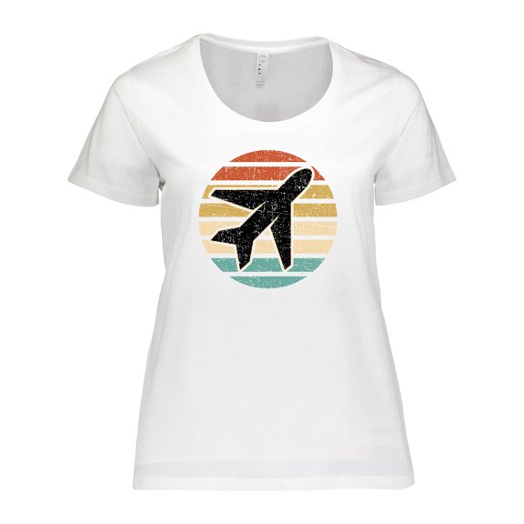 Inktastic Airplane Pilot Vintage Sunset Women's Plus Size T-Shirt