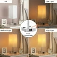 thumbnail image 2 of Fabric Bedside Table Lamp Nightstand Lamp with Warm White LED Bulb Desk Light Touch Control USB A Type-C Charging Ports 2 Power Sockets 3 Levels Dimmable for Living Room Bedroom Study Room Cafe Shop, 2 of 6