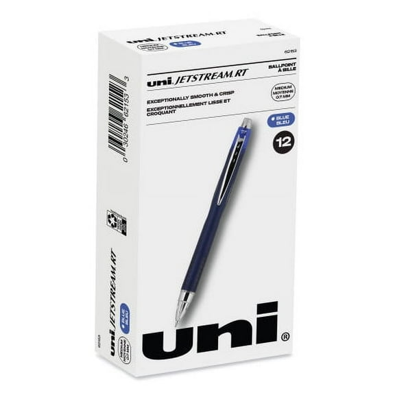 uni-ball Jetstream Retractable Ballpoint Pen, Fine 0.7 mm, Blue Ink, Blue Barrel, Each
