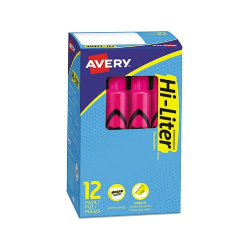 HI-LITER Desk-Style Highlighters Chisel Tip, Fluorescent Pink, Dozen