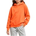 thumbnail image 3 of Kids Pullover Hoodie Solid Color Long Sleeve No Drawstring Relaxed Fit Casual Sweatshirt for Boys Girls (Ages 2-14 Years) School Daily Wear, 3 of 10