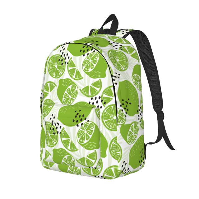 Disketp Green Various Lemons Mochila de Lona Estampada, Mochila Escolar de Viaje Ligera para Estudiantes y Portátil-Medium
