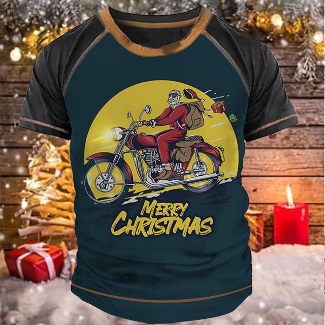 Camisetas Vintage para hombre, trajes navideños, ropa con gráfico de Papá Noel, ropa informal estilo Hip Hop con cuello redondo Extra grande para hombre, camisetas 2023