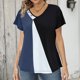 thumbnail image 4 of Gibobby Camisetas de verano para mujer Camiseta informal manga corta suelta con estampado moda en color contrastante para mujer(Azul,M), 4 of 5